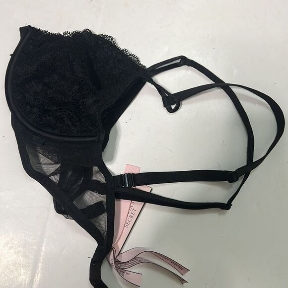 NWT VICTORIA‎ SECRET BLACK LACE BRA 32C - Picture 4 of 6